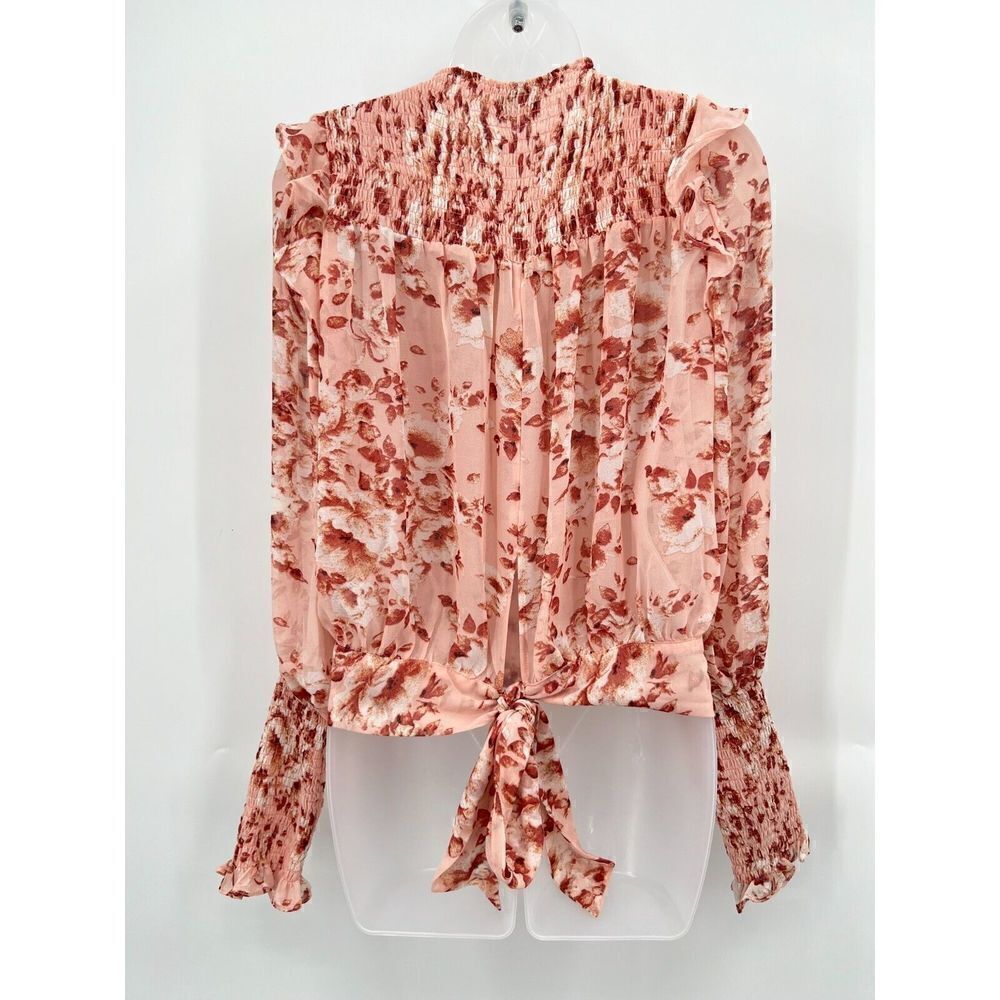 Bardot Remi Blouse Women's Small Long Sleeve Floral Sheer Tie Waist Long Sleeve - Picture 16 of 16